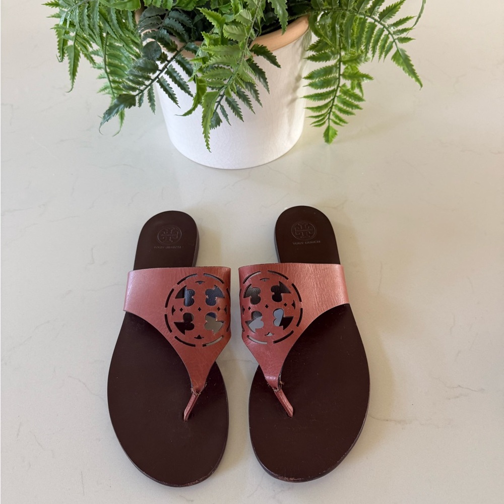 🌟 Rare Tory Burch Leather Sandal with Shoe Bag ~ Size 10